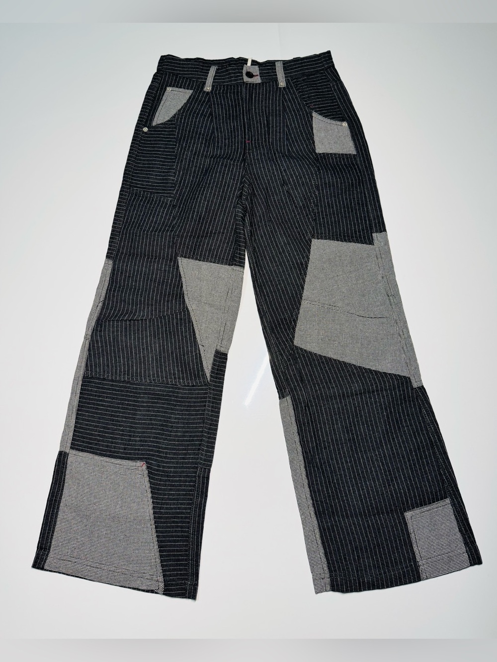 NWOT Free People This Or That Bohemian Patchwork Wide Leg Trousers Pants Size 4